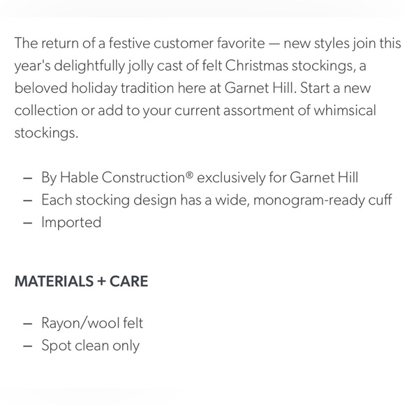 Hable for Garnet Hill Christmas Stocking - Picture 3 of 3